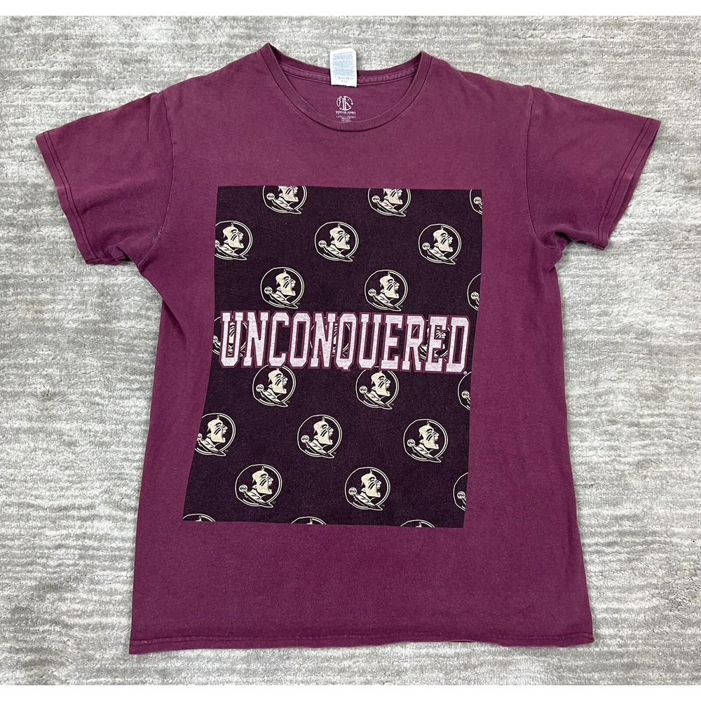 Recycled Karma T-Shirt Mens Small Maroon FSU Seminoles Unconquered Graphic Tee